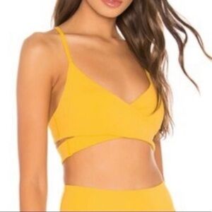 LOVEWAVE Yellow Strappy Razorback Surplice
Wrap Sports Bra